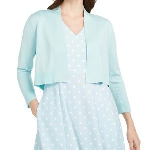 Calvin Klein Sweater Womens Size XL Aqua Cropped Bolero 3/4 Sleeve Cardigan NEW